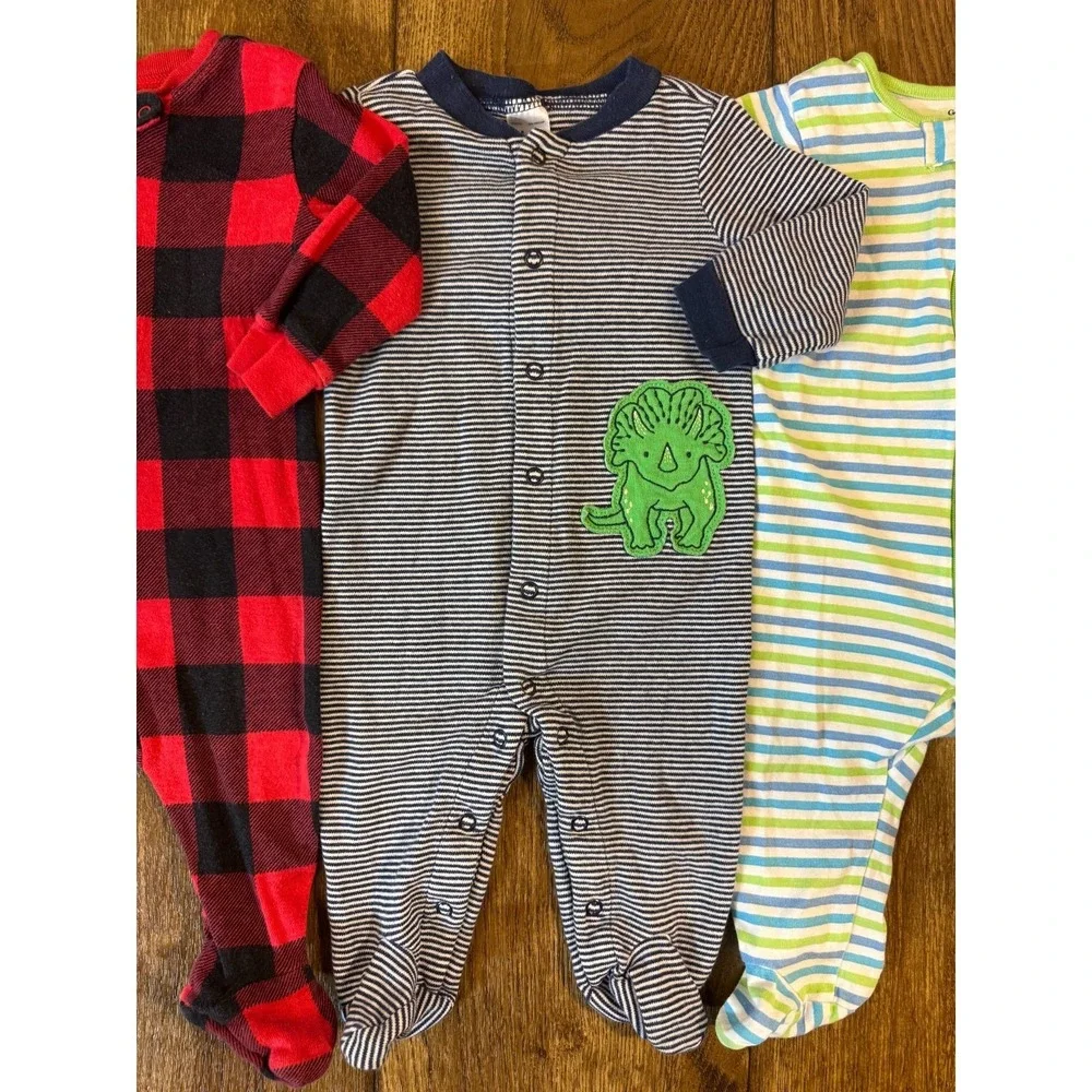 Baby Boy 3/6 Months Footies Sleepers Pajamas Rompers Sleep N‎ Play Clothes Lot